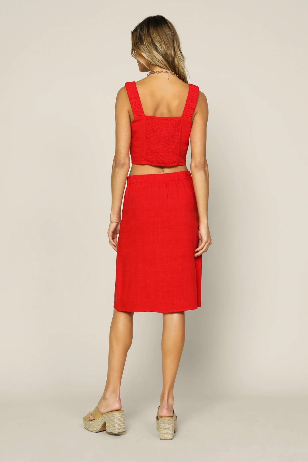 SKIES ARE BLUE Button Down Midi Skirt 6 SKIES ARE BLUE Button Down Midi Skirt