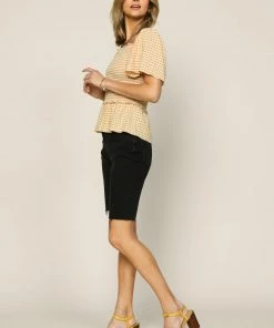 SKIES ARE BLUE Gingham Smocked Top New In Clothing