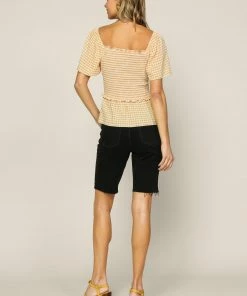 SKIES ARE BLUE Gingham Smocked Top New In Clothing