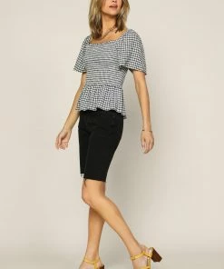 SKIES ARE BLUE Gingham Smocked Top New In Clothing