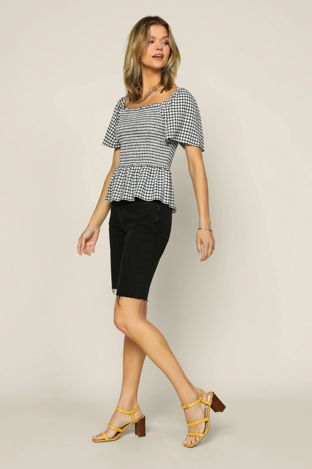 SKIES ARE BLUE Gingham Smocked Top New In Clothing 4 SKIES ARE BLUE Gingham Smocked Top New In Clothing