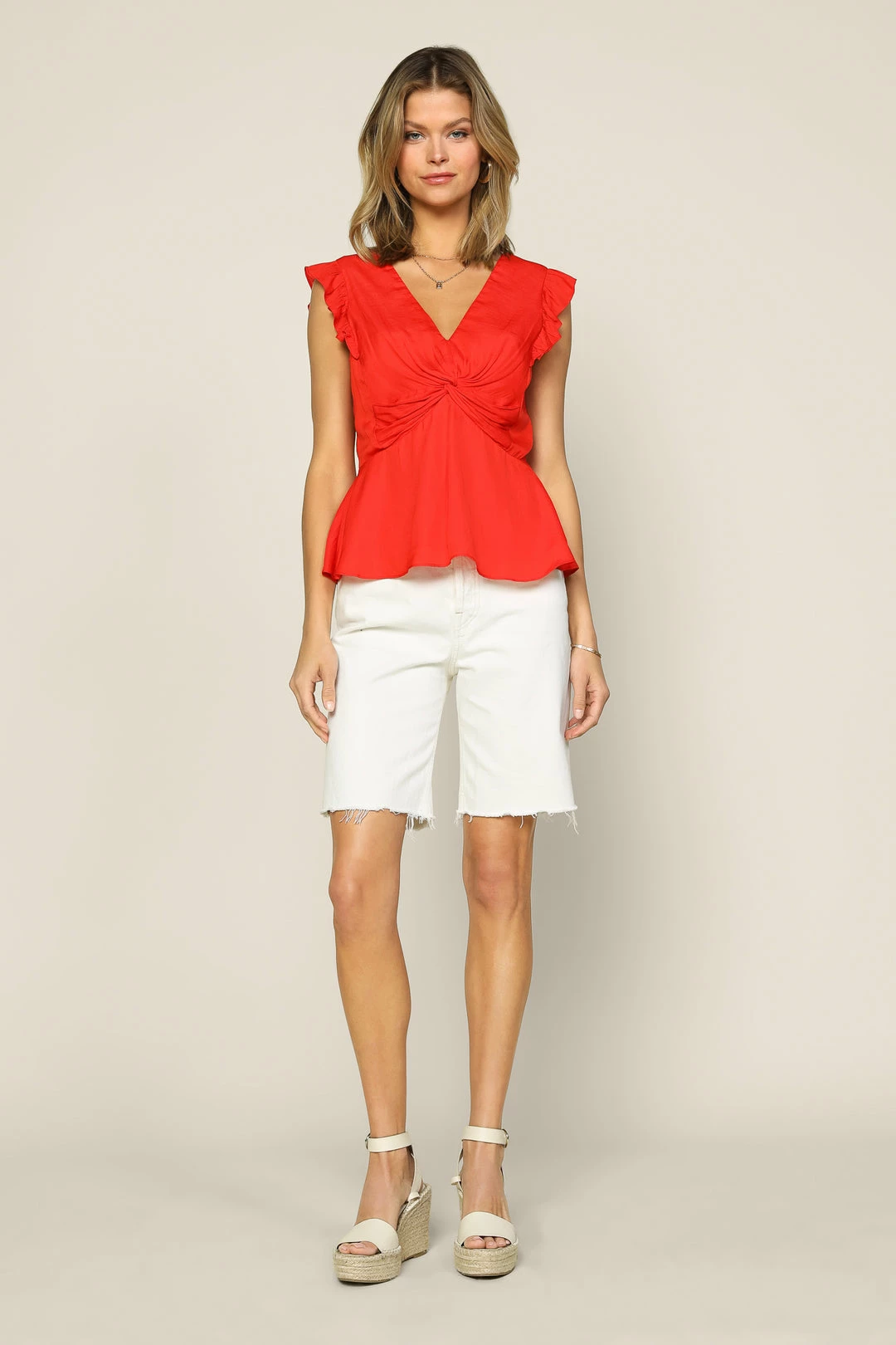 SKIES ARE BLUE Knotted Flutter Sleeve Top 6 SKIES ARE BLUE Knotted Flutter Sleeve Top