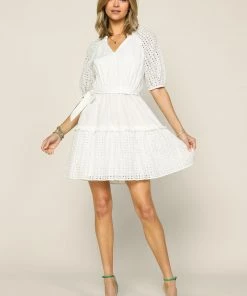 SKIES ARE BLUE New In Clothing Belted Eyelet Dress