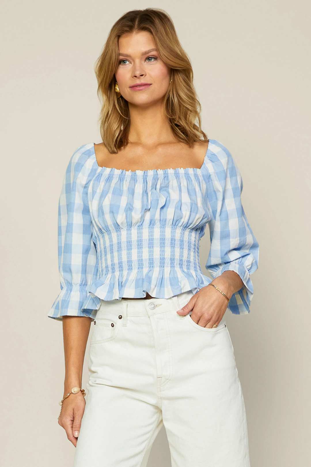 SKIES ARE BLUE Gingham Peplum Top New In Clothing 4 SKIES ARE BLUE Gingham Peplum Top New In Clothing