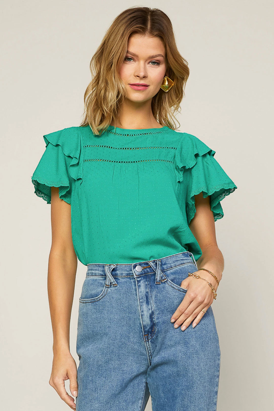 SKIES ARE BLUE Ruffled Lace Detailed Top 3 SKIES ARE BLUE Ruffled Lace Detailed Top