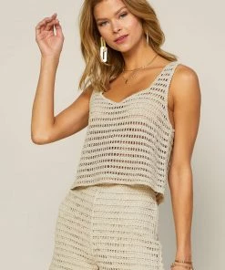 SKIES ARE BLUE New In Clothing Crochet Crop Tank Top