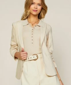 SKIES ARE BLUE Ruched Sleeve Blazer