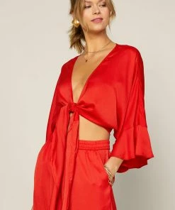 SKIES ARE BLUE Front Tie Kimono Top New In Clothing