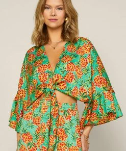 SKIES ARE BLUE Tropical Print Kimono Top New In Clothing