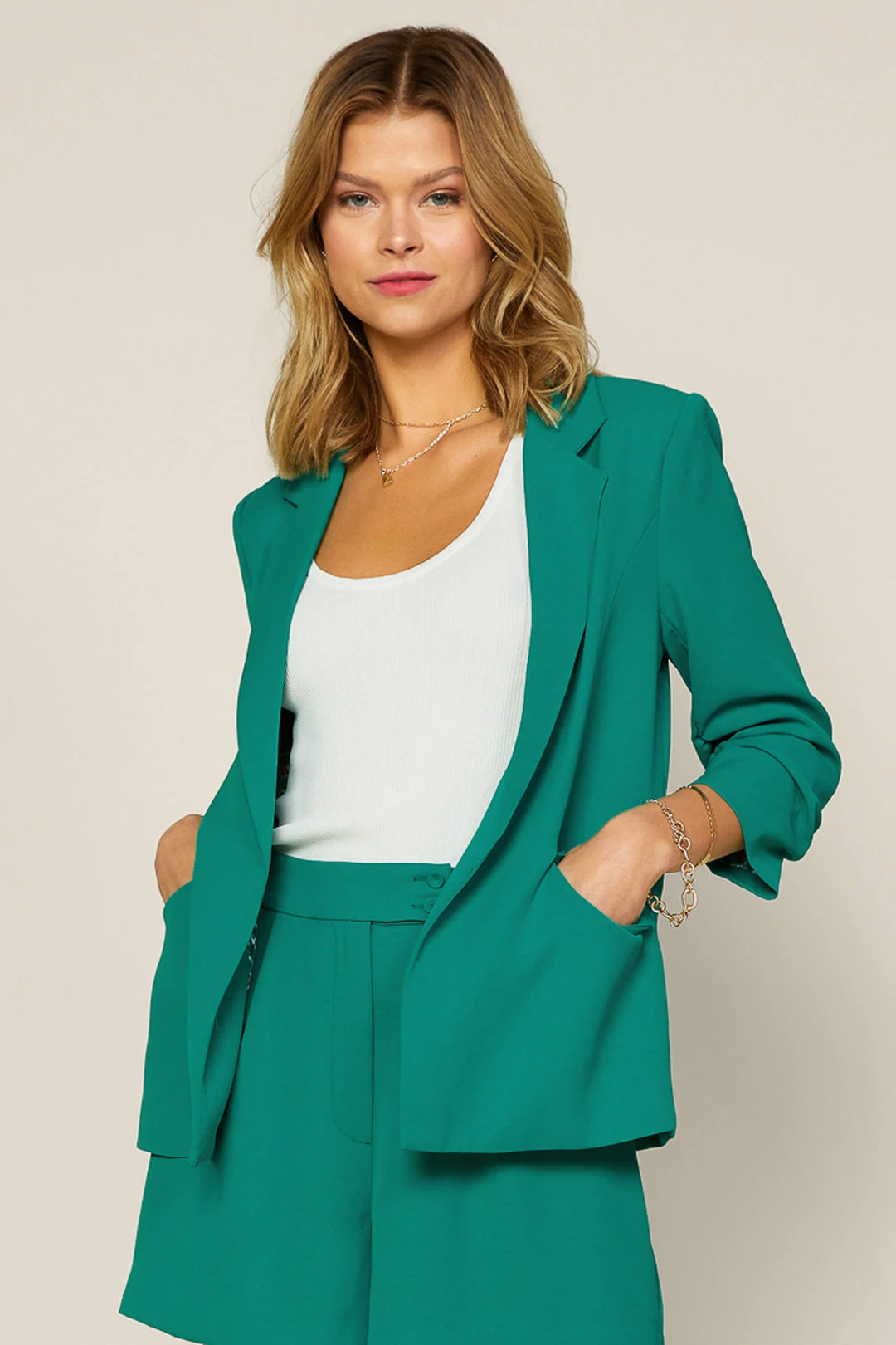 SKIES ARE BLUE New In Clothing Recycled Shirred Sleeve Blazer 3 SKIES ARE BLUE New In Clothing Recycled Shirred Sleeve Blazer