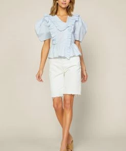 SKIES ARE BLUE New In Clothing Ruffled Collar Peplum Top