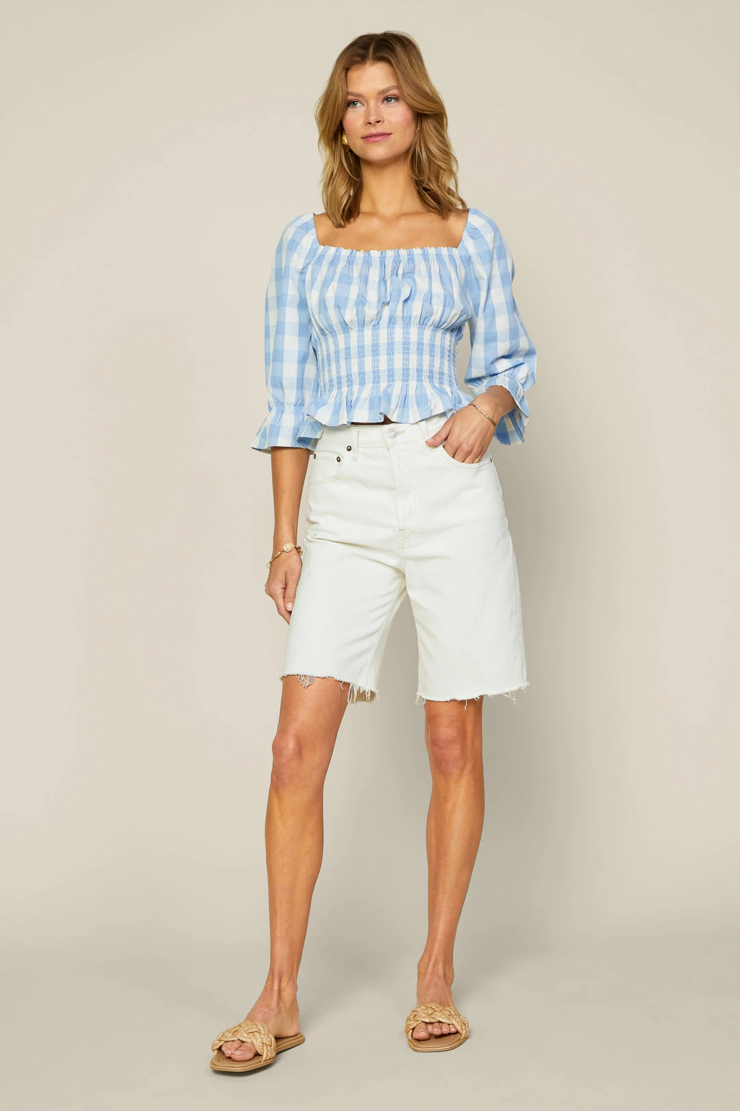 SKIES ARE BLUE Gingham Peplum Top New In Clothing 6 SKIES ARE BLUE Gingham Peplum Top New In Clothing
