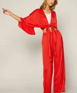 SKIES ARE BLUE Front Tie Kimono Top New In Clothing