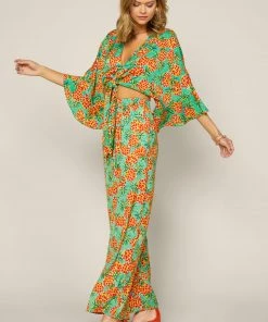 SKIES ARE BLUE Tropical Print Kimono Top New In Clothing