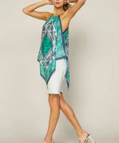 SKIES ARE BLUE New In Clothing Handkerchief Printed Top 12 SKIES ARE BLUE New In Clothing Handkerchief Printed Top