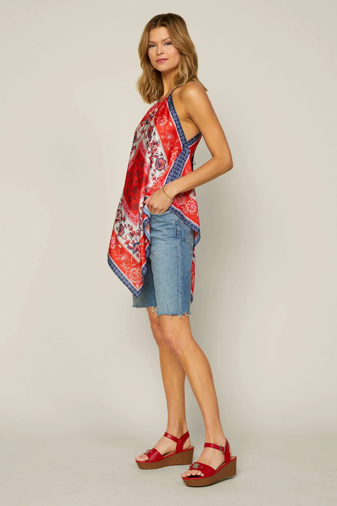 SKIES ARE BLUE New In Clothing Handkerchief Printed Top 4 SKIES ARE BLUE New In Clothing Handkerchief Printed Top