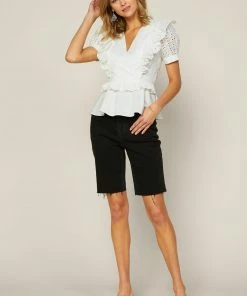 SKIES ARE BLUE Peplum Eyelet Blouse New In Clothing 8 SKIES ARE BLUE Peplum Eyelet Blouse New In Clothing