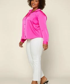 SKIES ARE BLUE New In Plus Size Plus Size - Satin Button Down Shirt 7 SKIES ARE BLUE New In Plus Size Plus Size - Satin Button Down Shirt