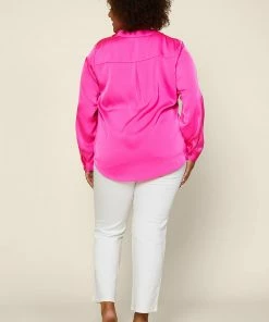 SKIES ARE BLUE New In Plus Size Plus Size - Satin Button Down Shirt 8 SKIES ARE BLUE New In Plus Size Plus Size - Satin Button Down Shirt