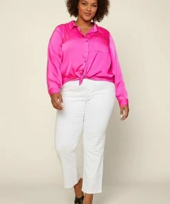 SKIES ARE BLUE New In Plus Size Plus Size - Satin Button Down Shirt 9 SKIES ARE BLUE New In Plus Size Plus Size - Satin Button Down Shirt