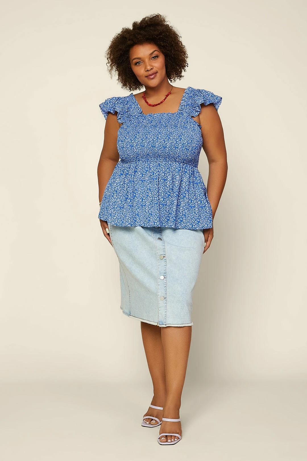 SKIES ARE BLUE New In Plus Size Plus Size - Floral Smocked Detail Top 4 SKIES ARE BLUE New In Plus Size Plus Size - Floral Smocked Detail Top