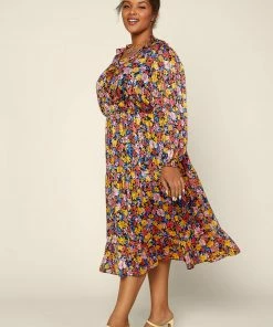SKIES ARE BLUE Clothing Plus Size - Floral Print Layered Maxi Dress