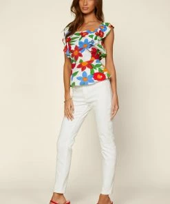 SKIES ARE BLUE Luna Floral Peplum Top