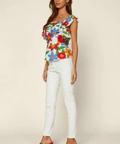 SKIES ARE BLUE Luna Floral Peplum Top