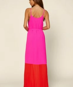 SKIES ARE BLUE Color Block Pleated Dress Clothing