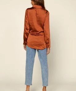 SKIES ARE BLUE Front Tie Satin Top 11 SKIES ARE BLUE Front Tie Satin Top