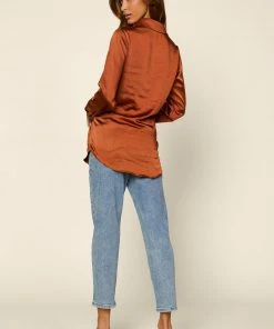 SKIES ARE BLUE Front Tie Satin Top 13 SKIES ARE BLUE Front Tie Satin Top