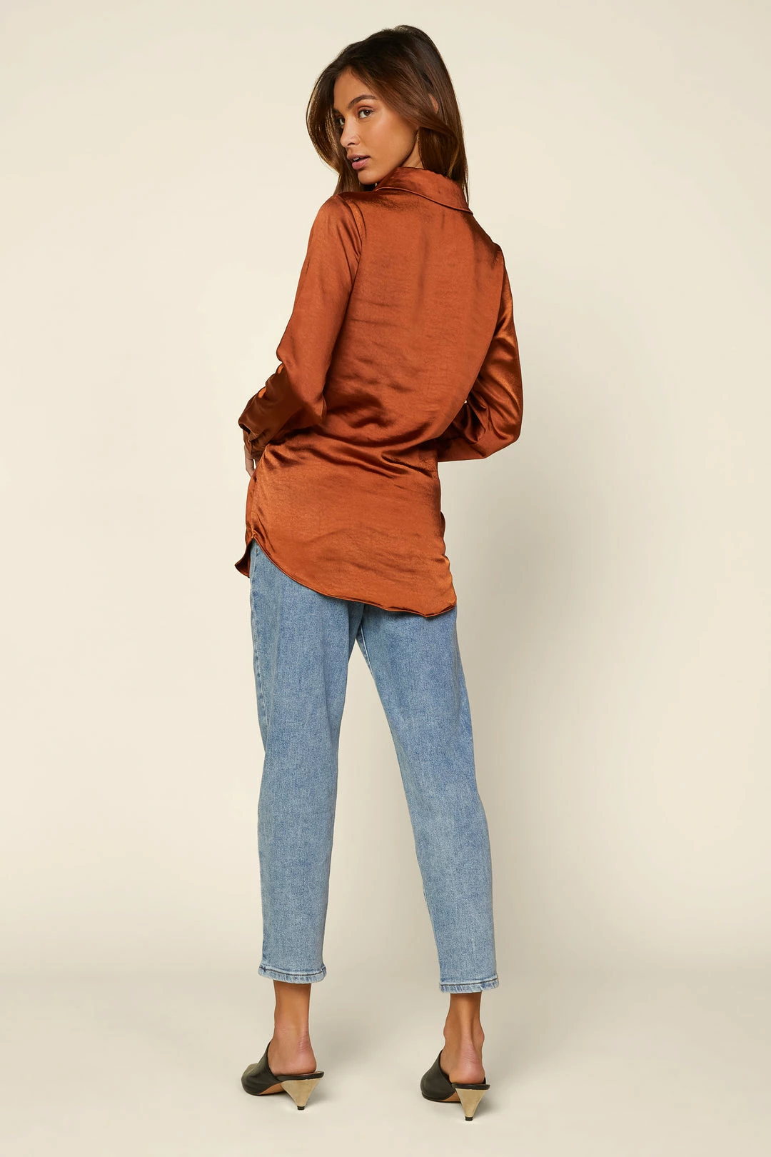 SKIES ARE BLUE Front Tie Satin Top 8 SKIES ARE BLUE Front Tie Satin Top