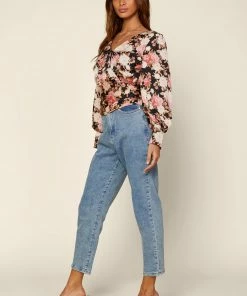 SKIES ARE BLUE Puff Sleeve Floral Blouse Clothing