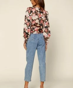 SKIES ARE BLUE Puff Sleeve Floral Blouse Clothing