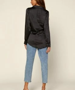 SKIES ARE BLUE Clothing Front Tie Satin Top 8 SKIES ARE BLUE Clothing Front Tie Satin Top