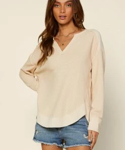 SKIES ARE BLUE Waffled Textured Knit Top Clothing