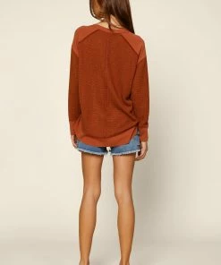 SKIES ARE BLUE Clothing Waffled Textured Knit Top