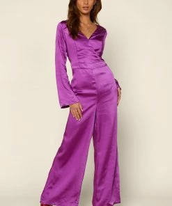 SKIES ARE BLUE Flared Long Sleeve Jumpsuit