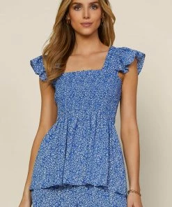 SKIES ARE BLUE New In Clothing Floral Smocked Detail Top