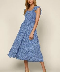 SKIES ARE BLUE New In Clothing Floral Smocked Detail Dress