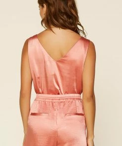 SKIES ARE BLUE Clothing Satin Knotted Strap Cami