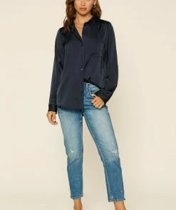 SKIES ARE BLUE Satin Button Down Shirt 8 SKIES ARE BLUE Satin Button Down Shirt