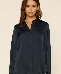 SKIES ARE BLUE Satin Button Down Shirt 9 SKIES ARE BLUE Satin Button Down Shirt