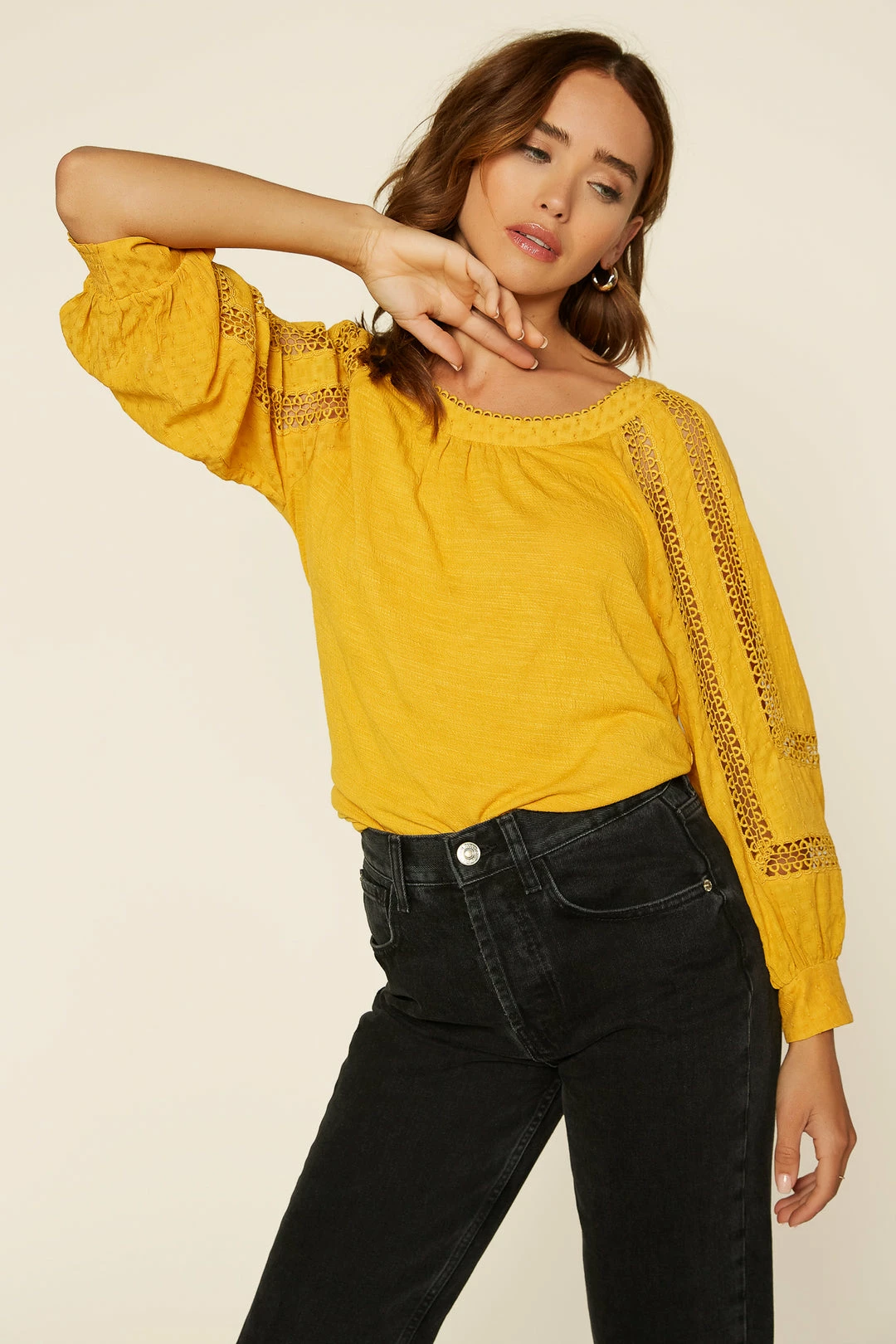 SKIES ARE BLUE Clothing Crochet Trim Knit Top 3 SKIES ARE BLUE Clothing Crochet Trim Knit Top