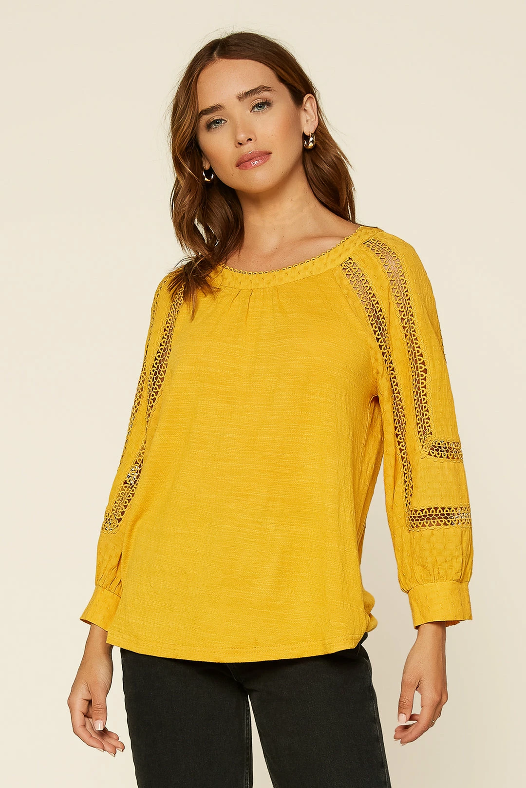 SKIES ARE BLUE Clothing Crochet Trim Knit Top 4 SKIES ARE BLUE Clothing Crochet Trim Knit Top