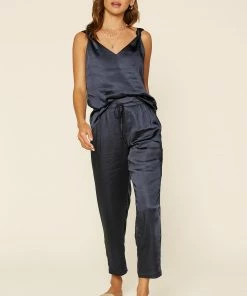 SKIES ARE BLUE Clothing Satin Knotted Strap Cami