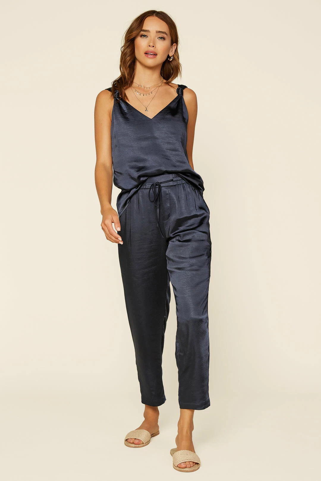 SKIES ARE BLUE Clothing Satin Knotted Strap Cami 4 SKIES ARE BLUE Clothing Satin Knotted Strap Cami