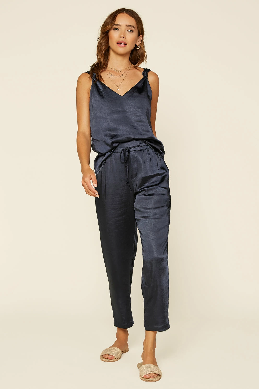 SKIES ARE BLUE Clothing Satin Waist Tie Pants 5 SKIES ARE BLUE Clothing Satin Waist Tie Pants