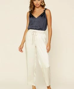 SKIES ARE BLUE Satin Waist Tie Pants Clothing