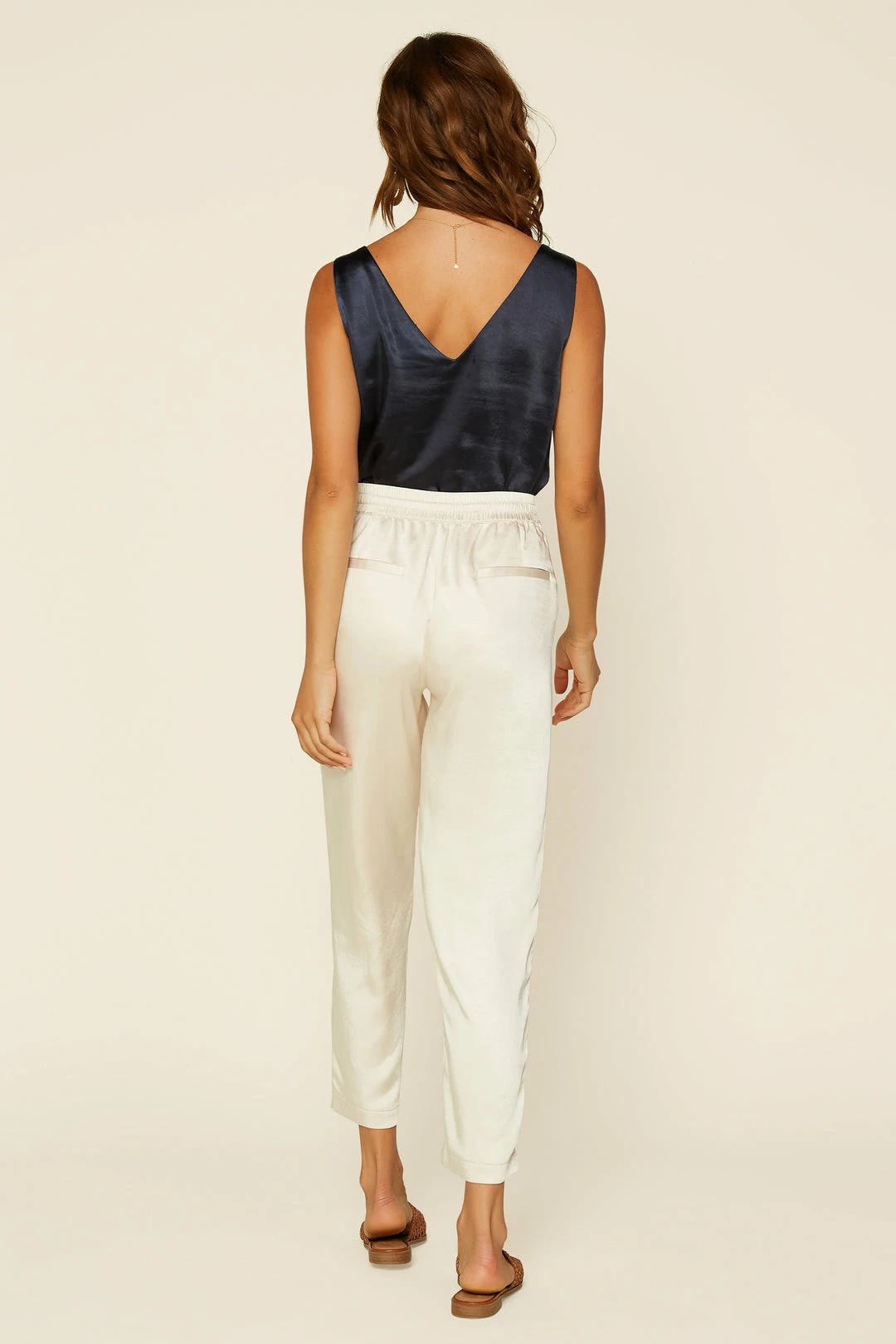 SKIES ARE BLUE Satin Waist Tie Pants Clothing 6 SKIES ARE BLUE Satin Waist Tie Pants Clothing